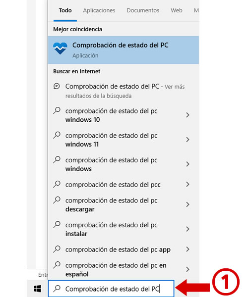 Comprobación Windows 10 - Paso 1