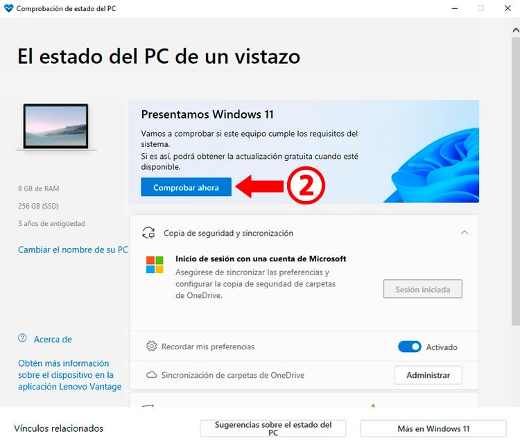 Comprobación Windows 10 - Paso 2